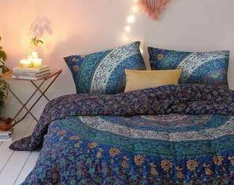Handmade Indian Mandala Cotton Duvet Cover Set: Bohemian Bedding
