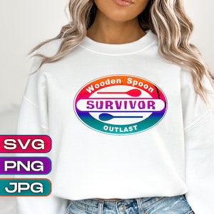 SUPERVIVIENTE DE LA CUCHARA DE MADERA, Diseño de camiseta divertida, Diseño de superviviente, Regalo para mamá, papá, hermana, hermano, descarga digital SVG, PNG, JPG
