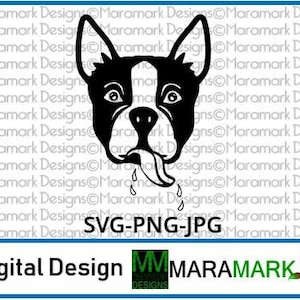 Boston Terrier with Tongue Hanging Out svg, png, jpg digital download file