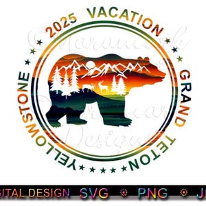 Yellowstone, Grand Teton, 2025 Urlaub, Familienurlaub, Freund-kation, Sublimation, Druck, Aufbügeln, Vektor, Schnitt Datei, svg, png, jpg