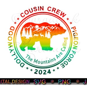 2024 PRIMO CREW, viagem a Dollywood, férias em família em Pigeon Forge, as montanhas estão chamando, sublimação, ferro ligado, arquivo cortado, svg, png, jpg