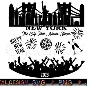 Nouvel An à NEW YORK City, La ville qui ne dort jamais, New York Nouvel An, Célébration, New York Design, svg, png, jpg téléchargement numérique