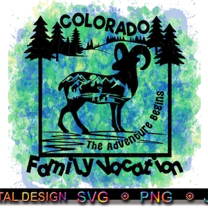 COLORADO FAMILY VACATION, The Adventure Begins, Design, decal, Sublimation, Print, Iron On, Vector, Cut File, svg. png, jpg