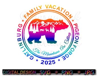 Gatlinburg Family Vacation Design: Mountains Are Calling SVG PNG JPG (Digital Download)