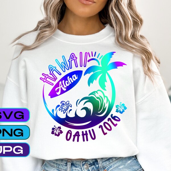 Hawaii Hawaii 2026 Vacation Design, Aloha SVG PNG JPG, State of Mind, Hibiscus Flower, Retro Aloha Sublimation Digital Download, Cut File