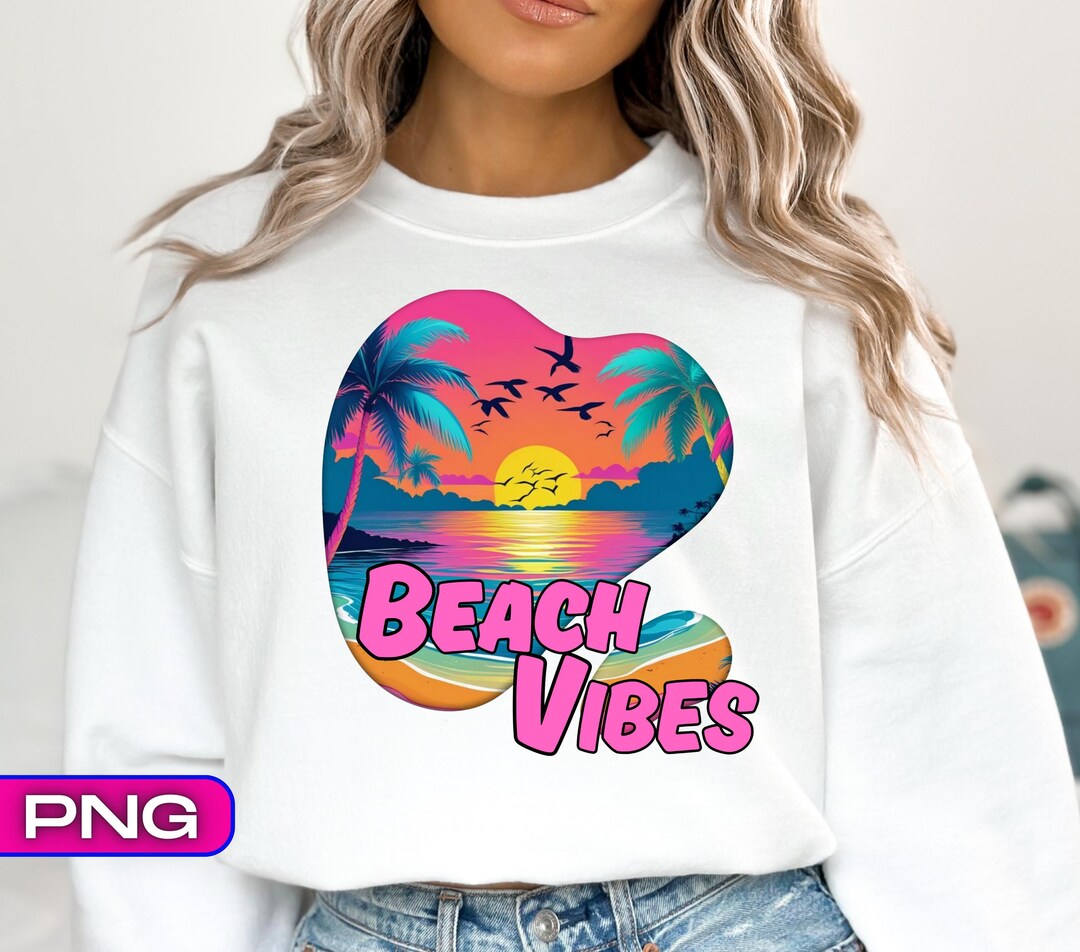 Sunset Beach Palm Trees PNG: Summer Vacation Shirt Design (digital ...