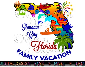 Panama City Florida Vacation Design: SVG, PNG, JPG (Digital Download)