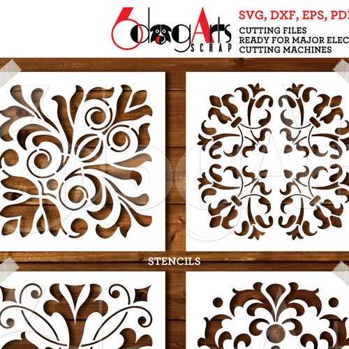 4 Tile Digital Stencil Template Designs SVG DXF Cut Files - Etsy