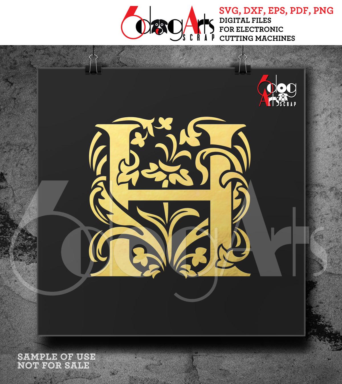 2 Monogram Alphabet Letter H Stencil and Decal Diy Templates SVG DXF ...