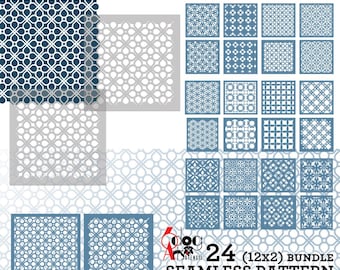 24 naadloze patroon digitale stencilsjablonen Vector SVG DXF-bestanden Instant Download Mylar lasersnij gel afdruksjabloon masker Cricut JS-297