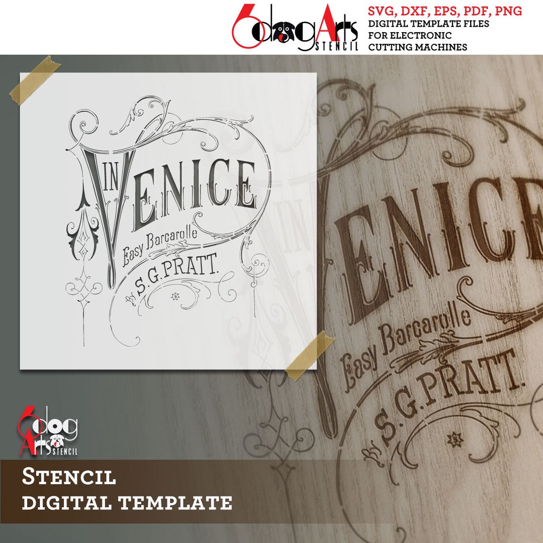 Vintage Sheet Music Cover Digital Stencil Template SVG DXF Vector
