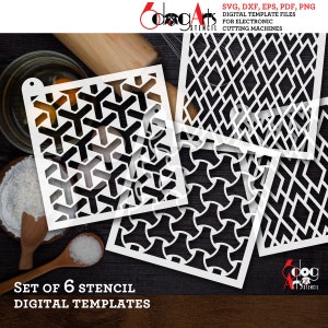 6 デジタル幾何学模様クッキーステンシルテンプレート SVG DXF ベクターファイルダウンロード DIY マイラーフィルムカッティングクラフト シルエット Cricut JS-118