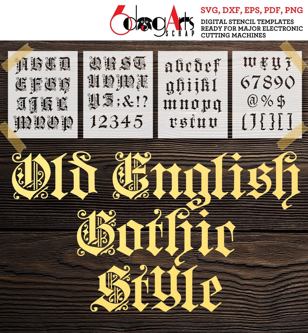 Old English Alphabet Letters Digital Stencil Templates SVG DXF - Etsy UK