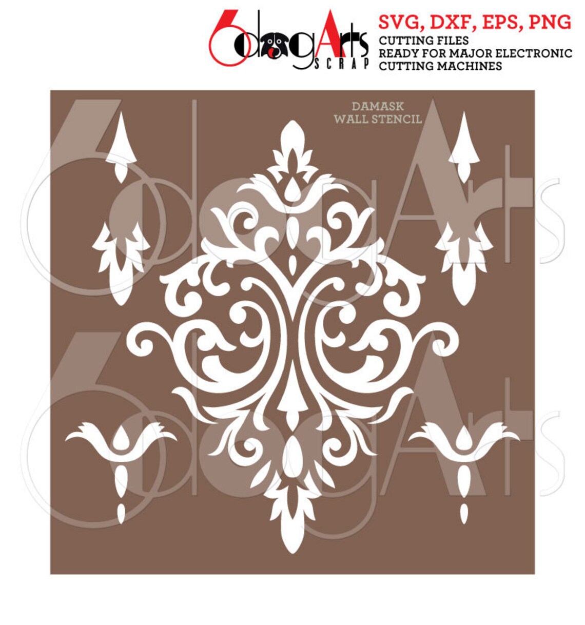 Damask Wall Digital Stencil Vector Cut Files SVG DXF Diy Etsy Australia