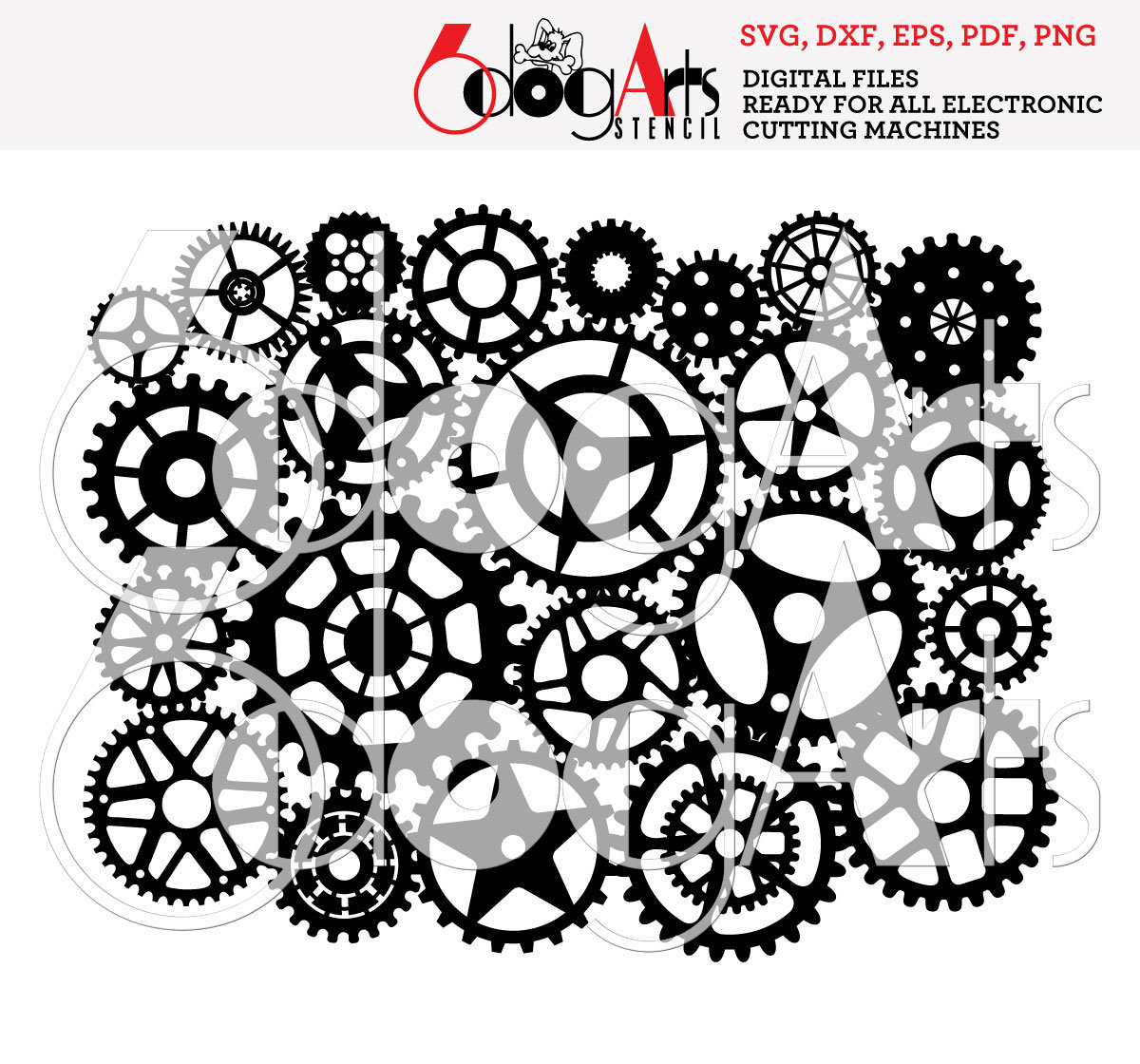 Cogs & Gears Digital Stencil Template SVG DXF Vector Files Etsy Australia