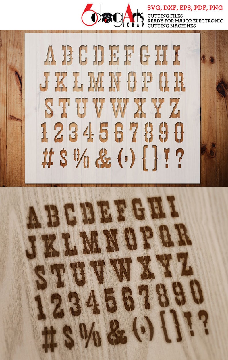 Western Alphabet Letters Digital Stencil Template SVG DXF diy | Etsy