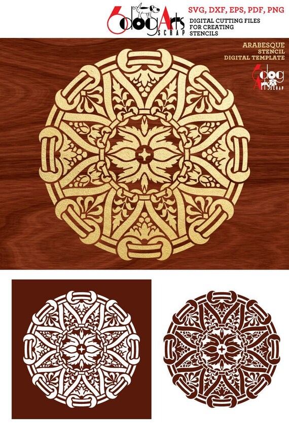 Download Damask Arabesque Mandala Stencil Digital Template Svg Dxf Cut Etsy PSD Mockup Templates