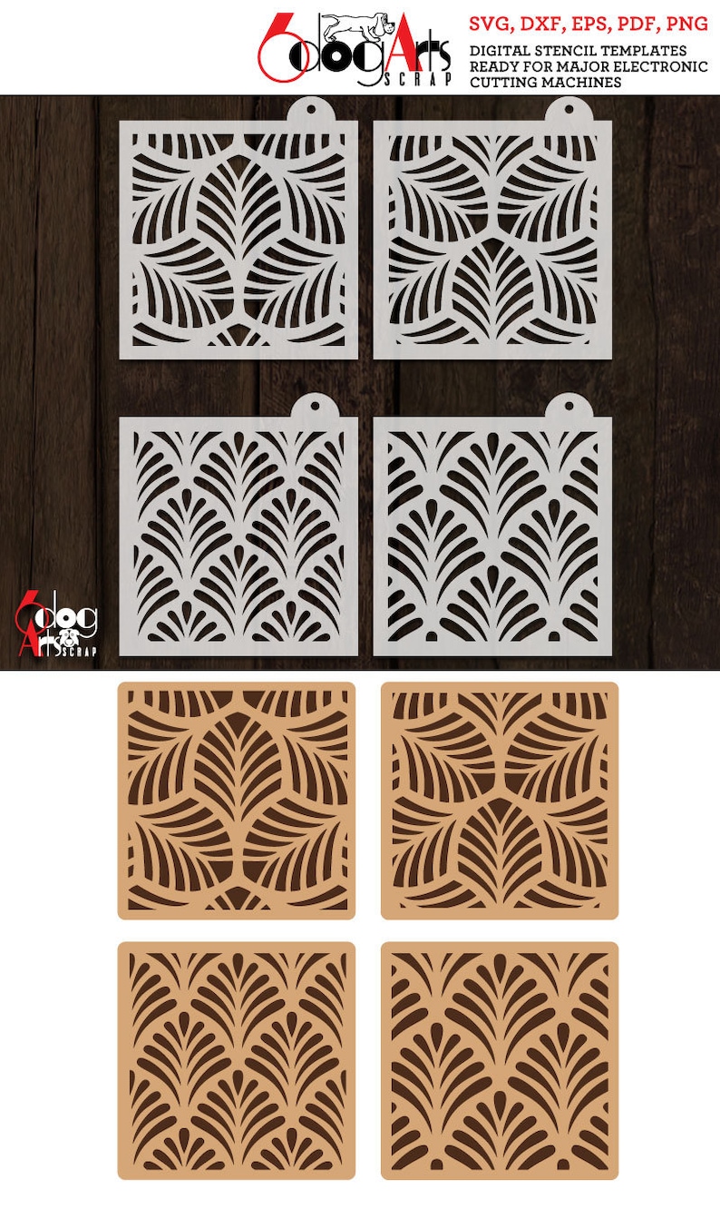 4 Floral Digital Cookie Stencil Templates SVG DXF Vector Files Etsy