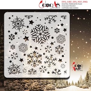12 Pezzi Stencil Natalizi per Dipingere, Fiocco di Neve