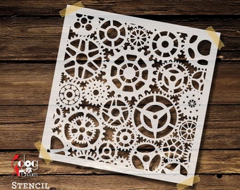 Rouages et engrenages Modèle de pochoir numérique SVG DXF fichiers vectoriels Film Mylar Découpe Laser Silhouette Cricut Téléchargement instantané JS-63