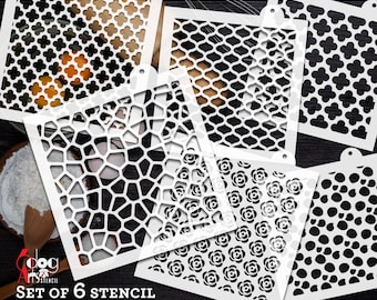 6 Pattern Cookie Cake Fabric Stencil Digital Templates SVG DXF vector files Mylar Film Cutting Silhouette Cricut Instant Download JB-1570