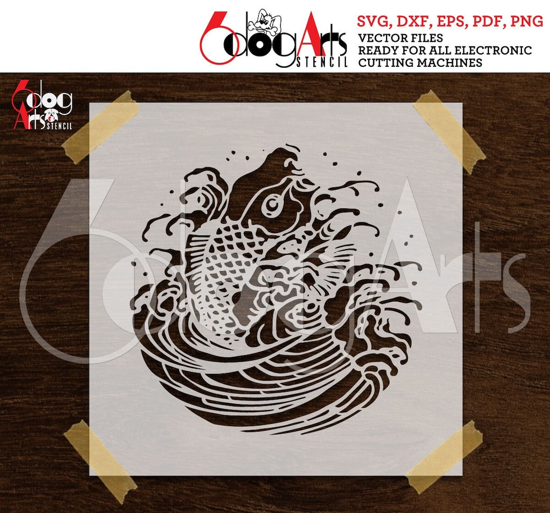 Japanese Koi Fish Digital Stencil Template SVG DXF Vector - Etsy