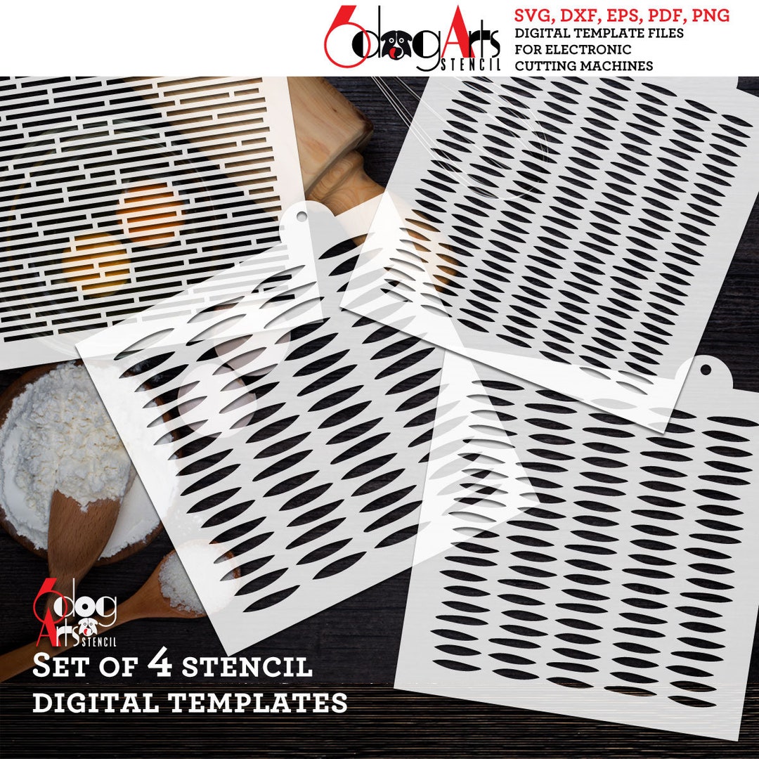 4 Digital Pattern Cookie Stencil Templates SVG DXF Vector Files ...
