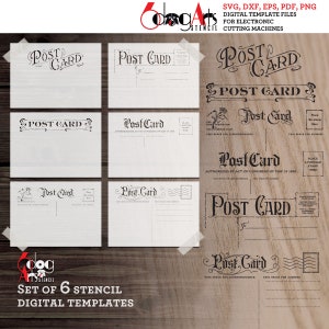 6 Vintage Postkarte Digitale Schablone Vorlagen SVG DXF Vektor-Dateien diy Mylar Film Schneiden Handwerk Silhouette Cricut digitaler Download JB-1404