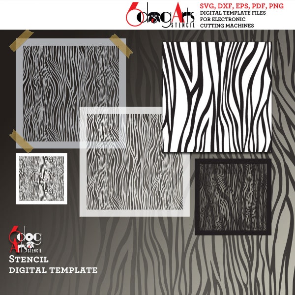 Seamless Zebra Print Digital Pattern Stencil Vector Cut Files SVG DXF Template Download Mylar diy Cutting Cookie Stencils Cricut JB-1310