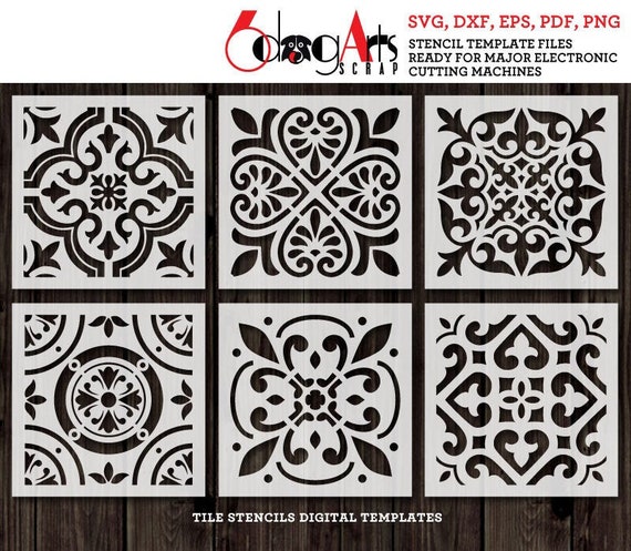 6 Tile Wall Floor Cookie Stencil Digital Templates Svg Dxf Etsy