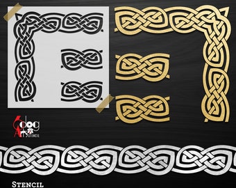 Celtic Knot Border Stencil / Decal Digital Templates SVG DXF vector files diy Mylar Vinyl Cutting Cookie Stencils Cricut Download JB-1437