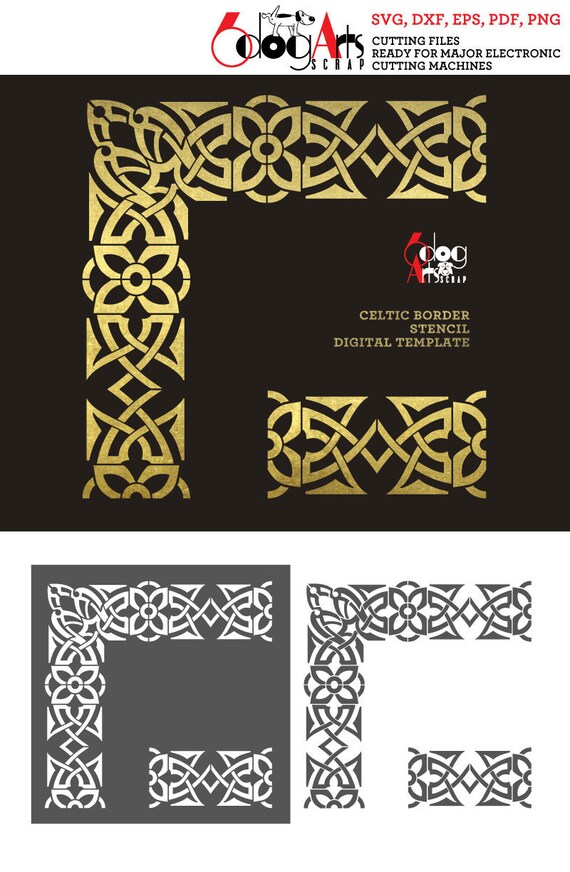 Celtic Knot Border Stencil Decal Digital Templates Svg Dxf Etsy