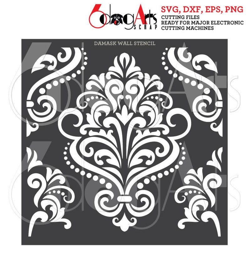 Download Damask Wall Digital Stencil Vector Cut Files SVG DXF diy ...