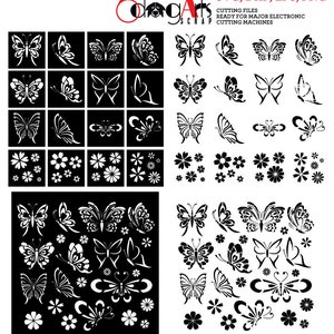 Butterfly Digital Stencil and Decal Templates SVG DXF Vector Files ...