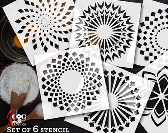 6 Digital Stencils SVG DXF Cut Files Pattern Template Crafting Wall Decor Cookie Stencil Laser Die Cutting Download Silhouette Cricut JB-943