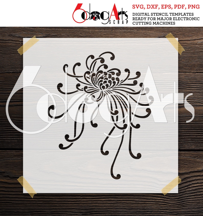 Chrysanthemum Flower Digital Stencil and Decal Templates SVG Etsy