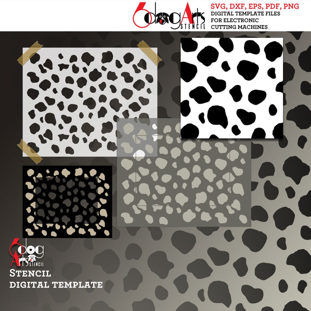 Seamless Cow Print Digital Pattern Stencil Vector Cut Files SVG DXF ...