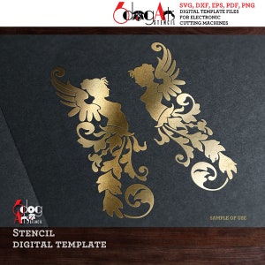 Baroque Design Stencil & Decal Digital Templates SVG DXF files Vinyl Mylar Cutting Etching Printing Silhouette Cricut Digital Download JS-54