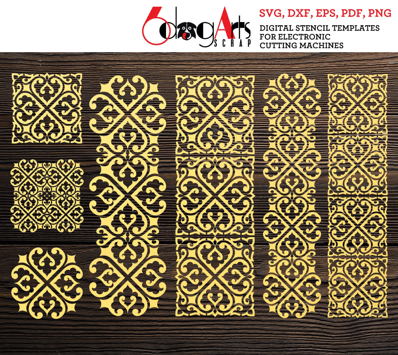 7 Moroccan Pattern Digital Cake Cookie Wall Tile Stencil Templates SVG ...