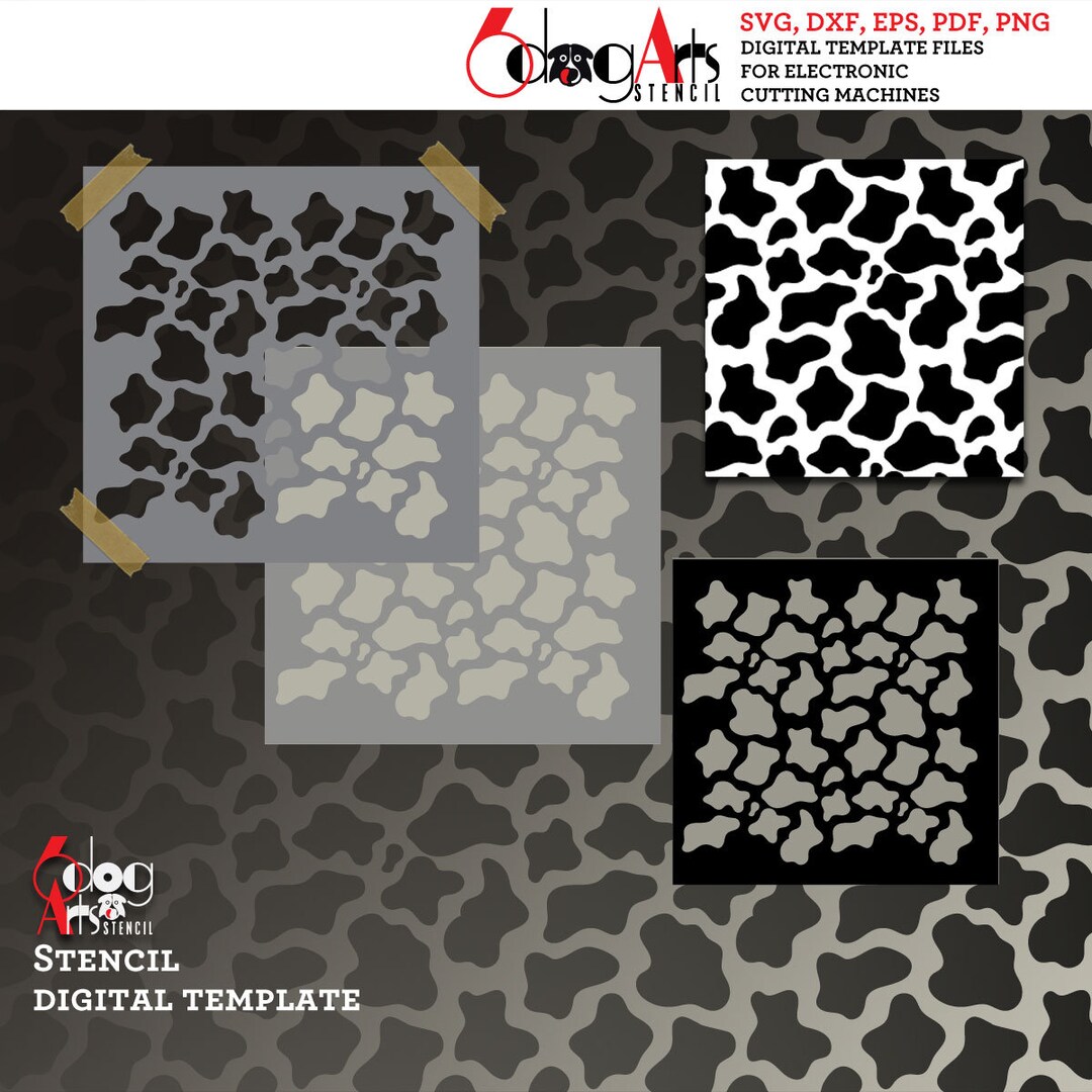 Seamless Cow Print Digital Pattern Stencil Vector Cut Files SVG DXF ...