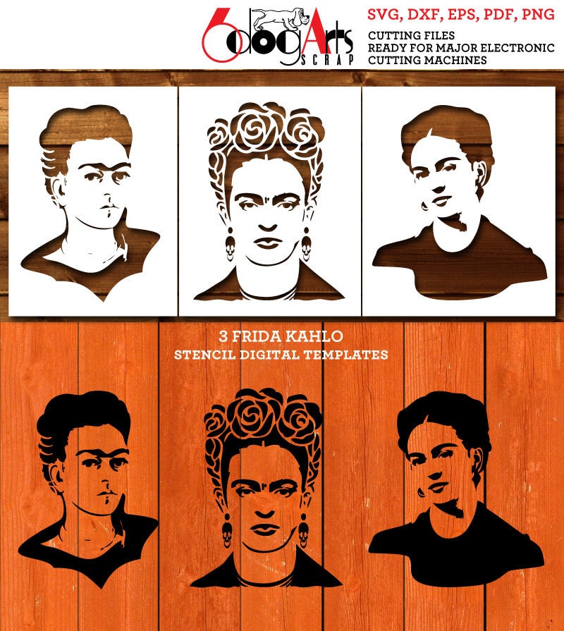 3 Frida Kahlo Stencil Digital Templates SVG DXF vector files | Etsy