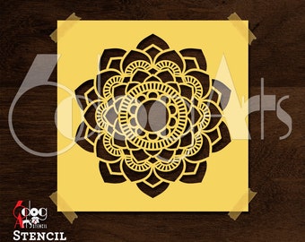 Plantilla digital de mandala para calcomanías, archivos de corte digital SVG, DXF, vector recortable, descarga, troquelado, manualidades, silueta, Cricut JB-1005