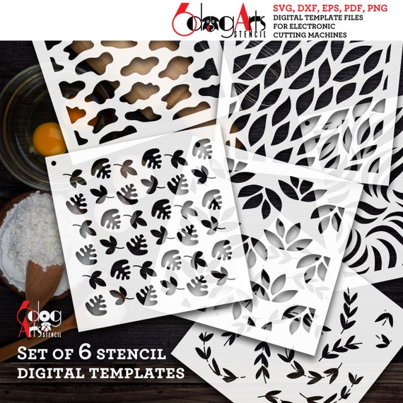 SVG/DXF: Nature Pattern Stencil Templates, Seamless Designs (Digital Download) JS-180