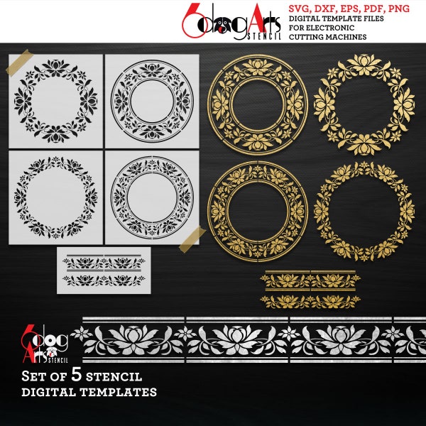 Victorian Border Stencil Digital Templates SVG DXF vector files diy Mylar film Vinyl Cutting Cricut Cookie Stencils Download JB-1440