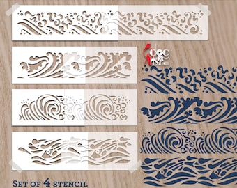 4 Nautical Border Digital Stencil / Decal Templates SVG DXF vector files diy Mylar Vinyl Cutting Crafts Silhouette Cricut Download JB-1400