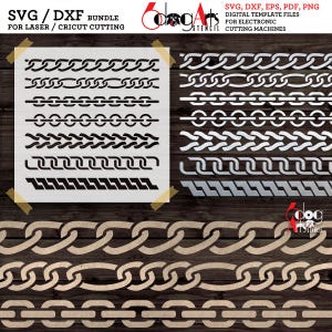 Plantilla digital de cadenas para estarcido (archivos SVG y DXF) para corte láser, Cricut y serigrafía. Descarga JS-232