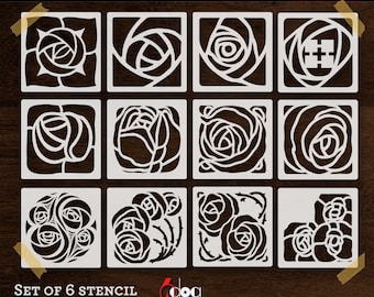 12 Art Deco Mackintosh Glasgow Rose Digital Stencil Templates SVG DXF Vector Files Mylar Cutting Laser Cricut Download JS-130