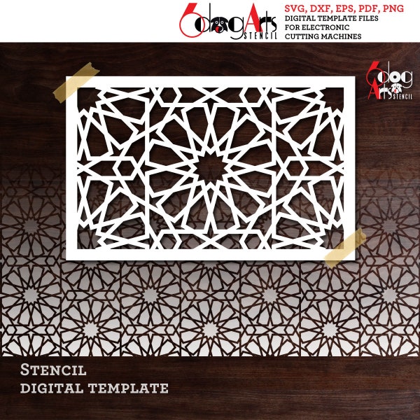 Medina Moroccan Tile Wall Digital Stencil Vector Files SVG DXF diy Template Download Mylar Cutting Craft Supply Silhouette Cricut JS-81
