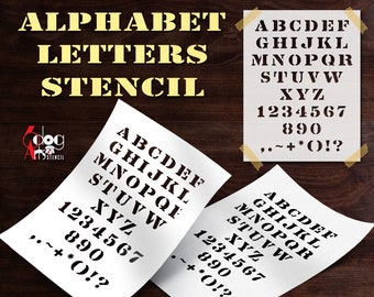 Alphabet Letters Digital Stencil Template SVG DXF diy Cut Files Silhouette Cricut Mylar Cutting Cookie Stencils Download JS-36