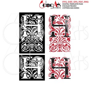 2 Monogram Alphabet Letter H Stencil and Decal Diy Templates SVG DXF ...